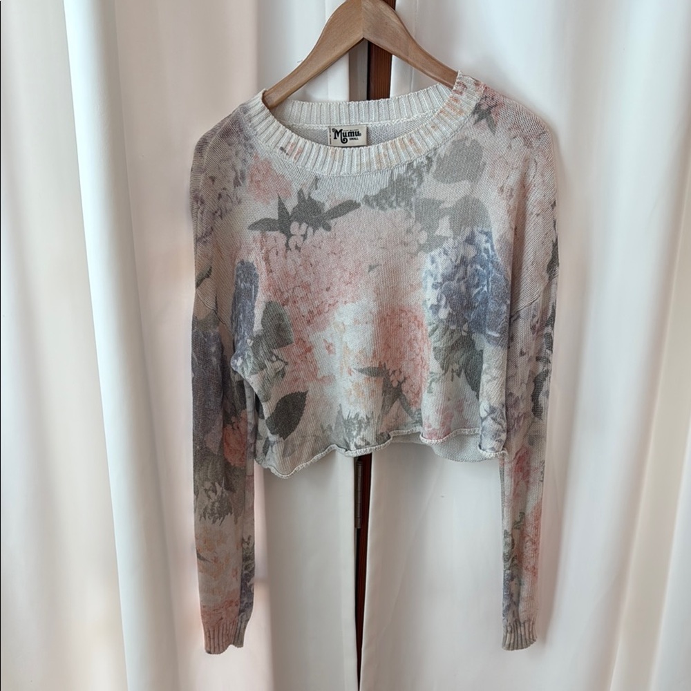 Floral Print Cropped Sweater by Moth